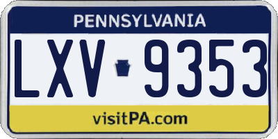 PA license plate LXV9353