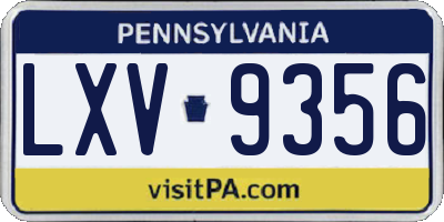 PA license plate LXV9356