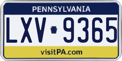PA license plate LXV9365