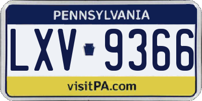 PA license plate LXV9366