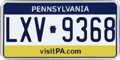 PA license plate LXV9368