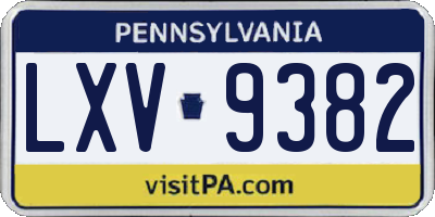 PA license plate LXV9382