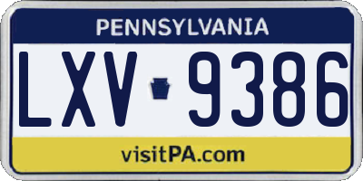 PA license plate LXV9386