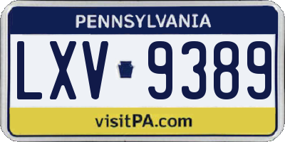 PA license plate LXV9389