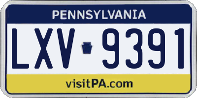 PA license plate LXV9391