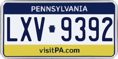 PA license plate LXV9392