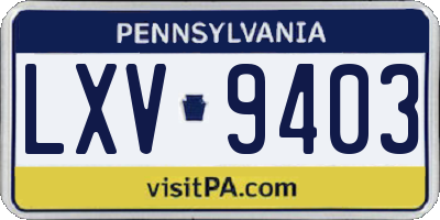 PA license plate LXV9403