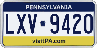 PA license plate LXV9420