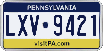 PA license plate LXV9421