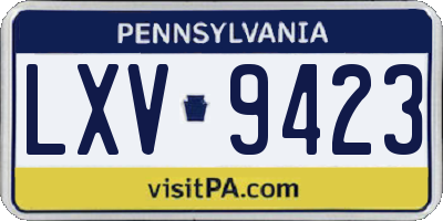 PA license plate LXV9423