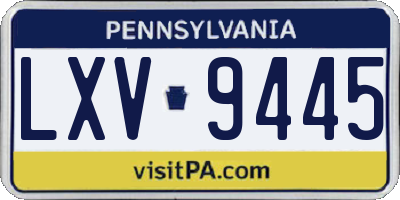 PA license plate LXV9445