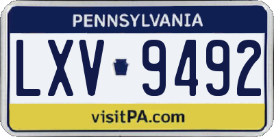 PA license plate LXV9492