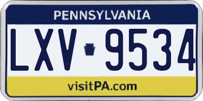 PA license plate LXV9534
