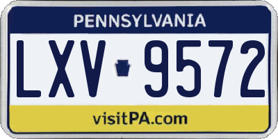 PA license plate LXV9572