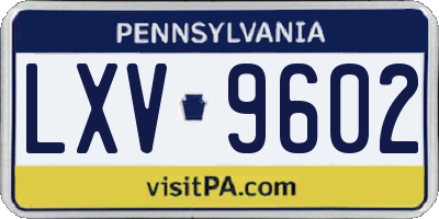 PA license plate LXV9602