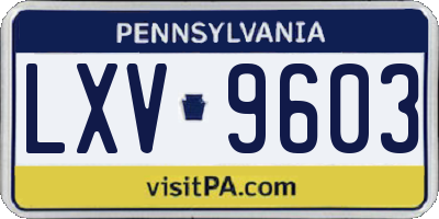 PA license plate LXV9603