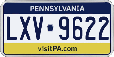 PA license plate LXV9622