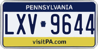 PA license plate LXV9644