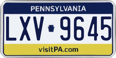 PA license plate LXV9645