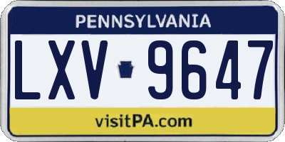 PA license plate LXV9647