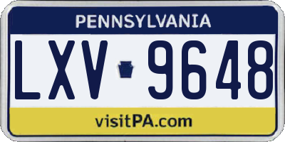PA license plate LXV9648