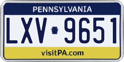 PA license plate LXV9651