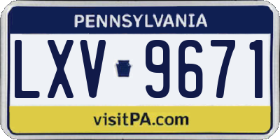 PA license plate LXV9671