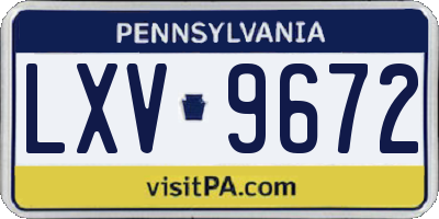 PA license plate LXV9672