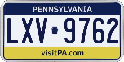 PA license plate LXV9762