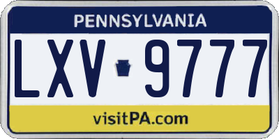 PA license plate LXV9777