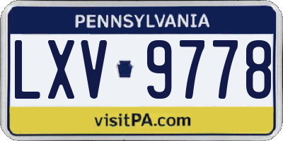 PA license plate LXV9778