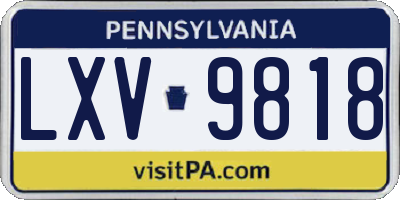 PA license plate LXV9818