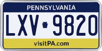 PA license plate LXV9820