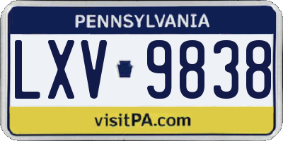 PA license plate LXV9838