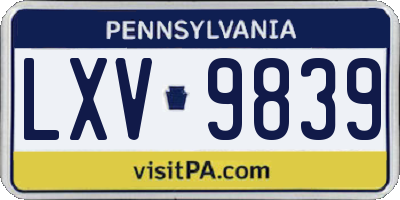 PA license plate LXV9839