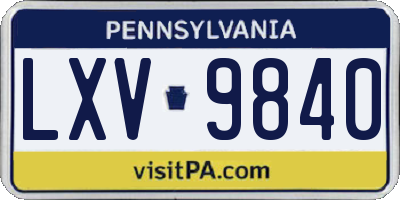 PA license plate LXV9840