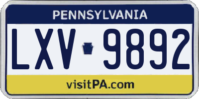 PA license plate LXV9892