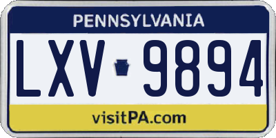 PA license plate LXV9894
