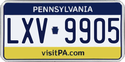 PA license plate LXV9905