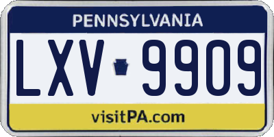 PA license plate LXV9909