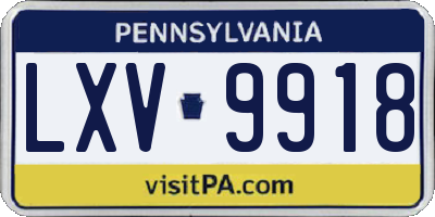 PA license plate LXV9918