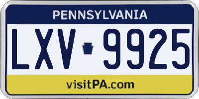 PA license plate LXV9925