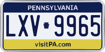 PA license plate LXV9965