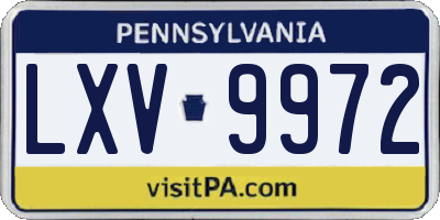 PA license plate LXV9972