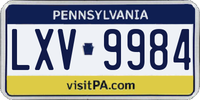 PA license plate LXV9984