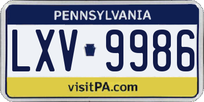 PA license plate LXV9986
