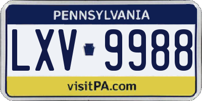 PA license plate LXV9988
