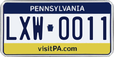 PA license plate LXW0011