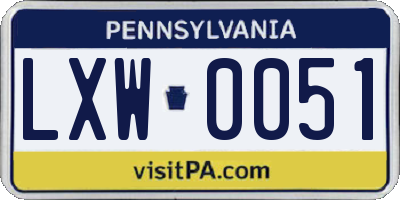 PA license plate LXW0051