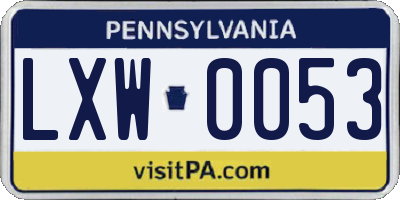 PA license plate LXW0053